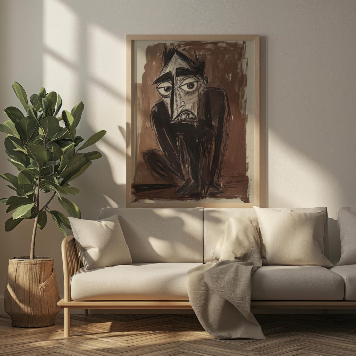 Contorted Reflections Abstract Expressionist Figure Emotional Surreal Portrait Moody Modern Art Home Decor Art Wall Art - Image 4