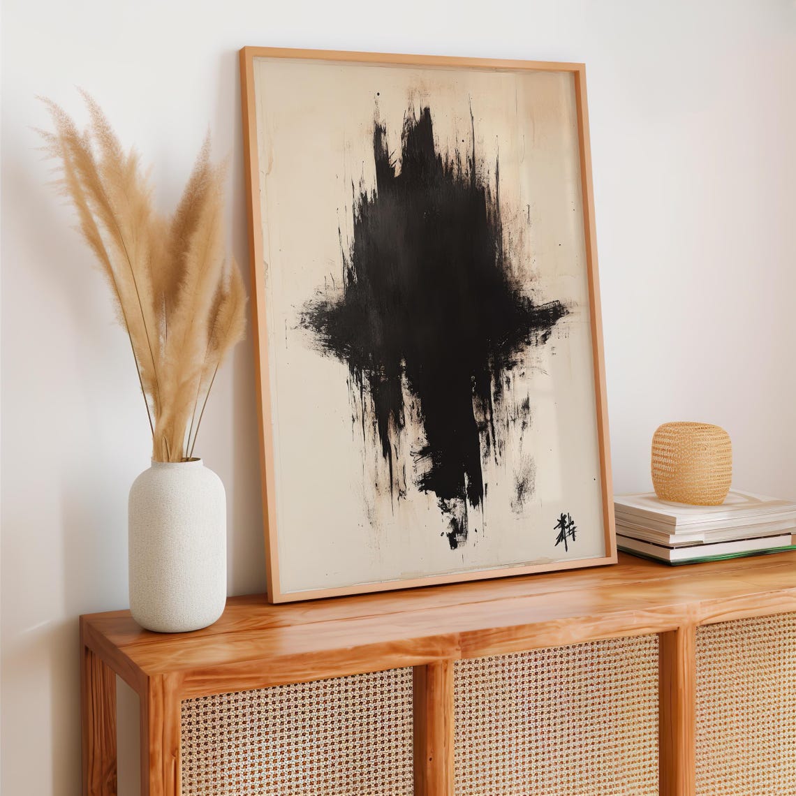 Silent Explosion Abstract Black Ink Modern Art Minimalist Inkblot Print Bold Monochrome Artwork For Contemporary Home Decor - Image 2