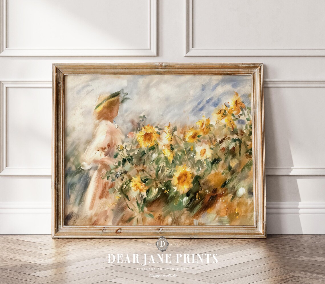 Sunflowers Field Vintage Botanical Art Print
