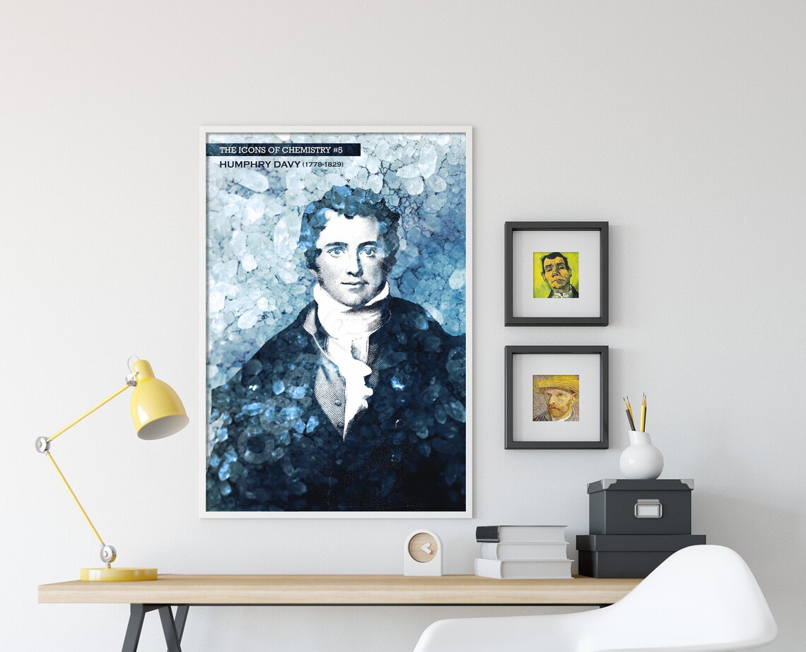 Humphry Davy Icons of Chemistry 5 Science Portrait Poster Blue Crystal - Image 4