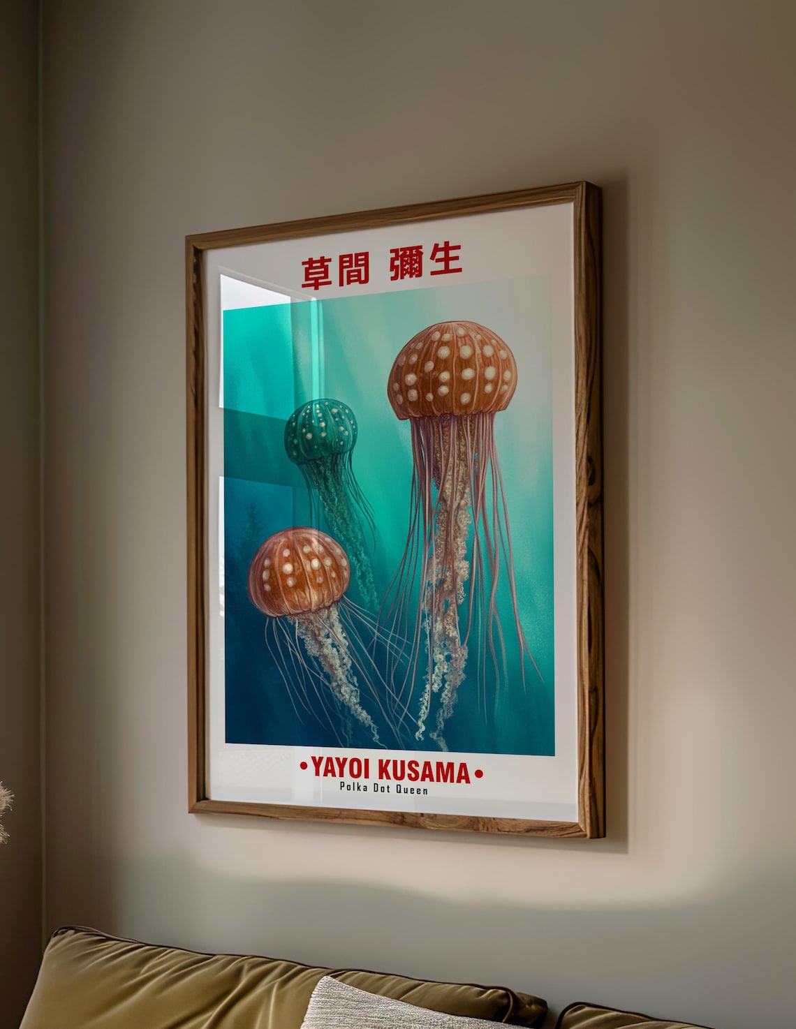 Yayoi Kusama Inspired Trio of Spotted Jellyfish Ocean Art Poster - Image 2