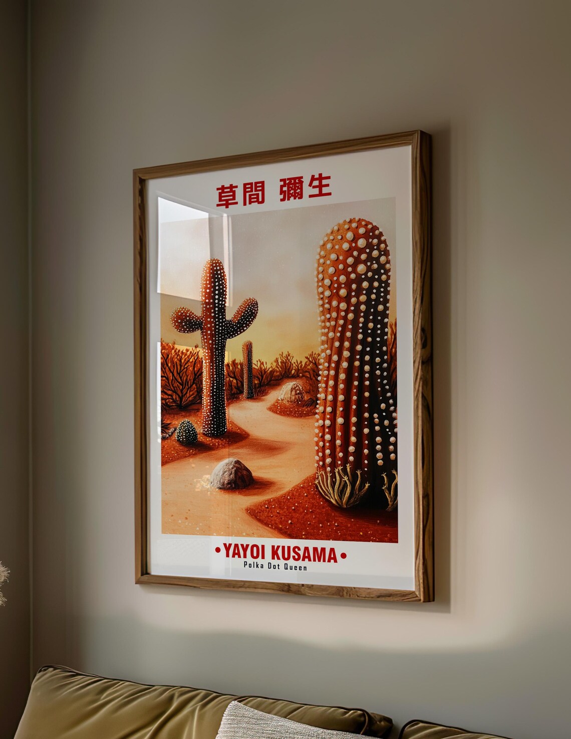 White Dotted Cactus Sunset Close Up Yayoi Kusama Inspired Poster - Image 2