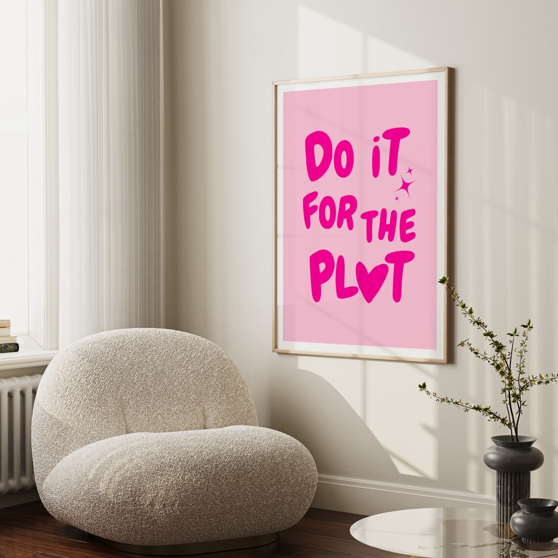Do It For The Plot, Pink Retro Quote Poster - Image 3