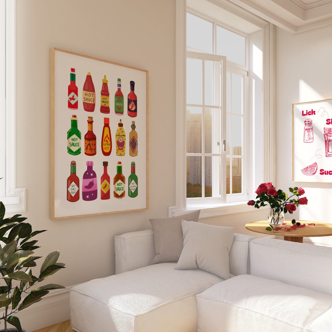 Hot Sauce Bottle Collection Colorful Spicy Fun Kitchen Poster - Image 2