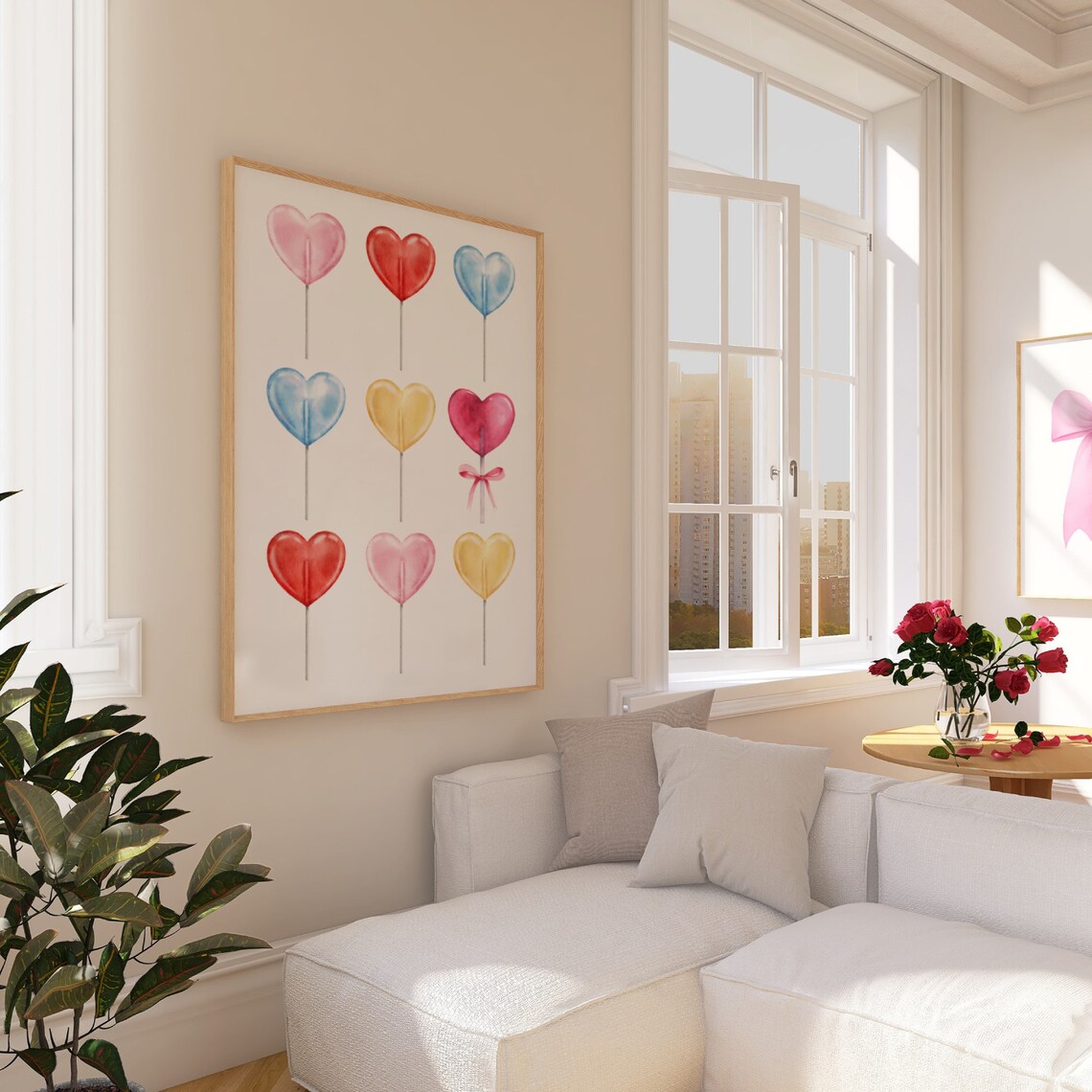 Heart Lollipop Watercolor Candy Sweet Coquette Valentine Art Poster - Image 2