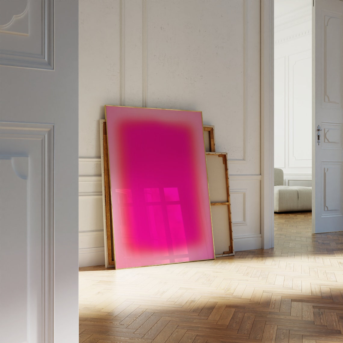 Hot Pink Aura Gradient Blur Abstract Pastel Glow Wall Decor Poster - Image 2