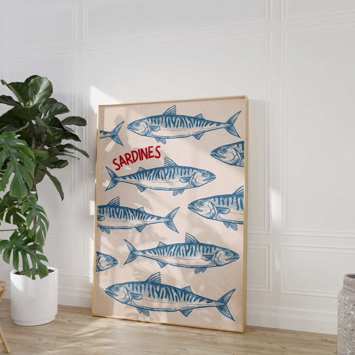 Sardines Vintage Fish Illustration Retro Bold Red Seafood Poster - Image 4