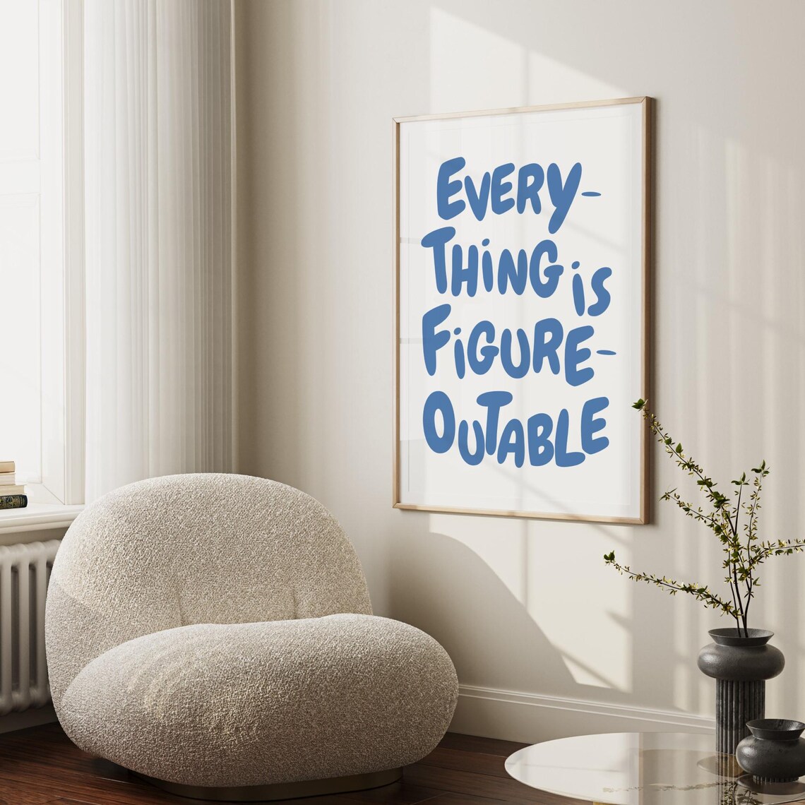 Everything Is Figureoutable Quote Art Print, Blue Office - Image 3