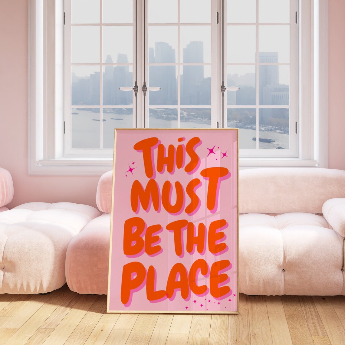 This Must Be the Place Orange Retro Bubble Letter Quote Poster - Image 4