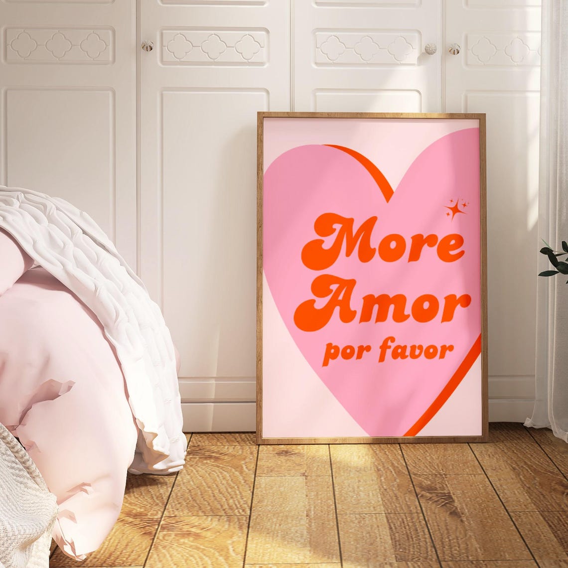 More Amor Por Favor Poster Preppy College Apartment Decor Pink Orange Trendy Art Print Maximalist Spanish Love Quote Poster - Image 2