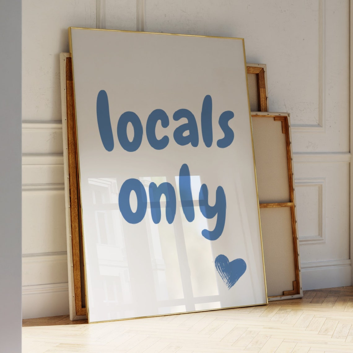 Locals Only Blue Typography Beach Coastal Surf Poster Cute Wall Decor - Image 3