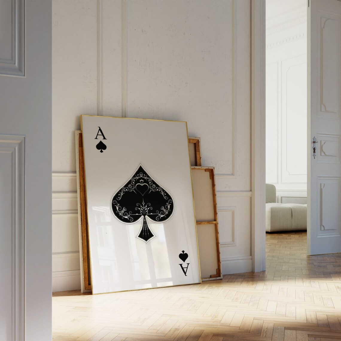 Ace Of Spades Retro Poker Art Print, Game Room - Image 4