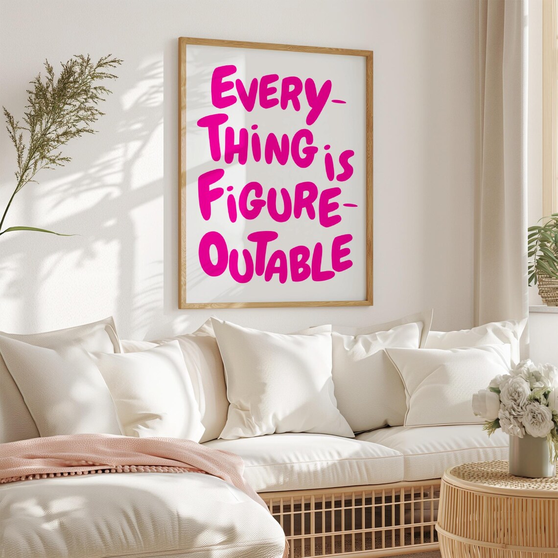 Everything Is Figureoutable Quote Print, Pink Office - Image 4