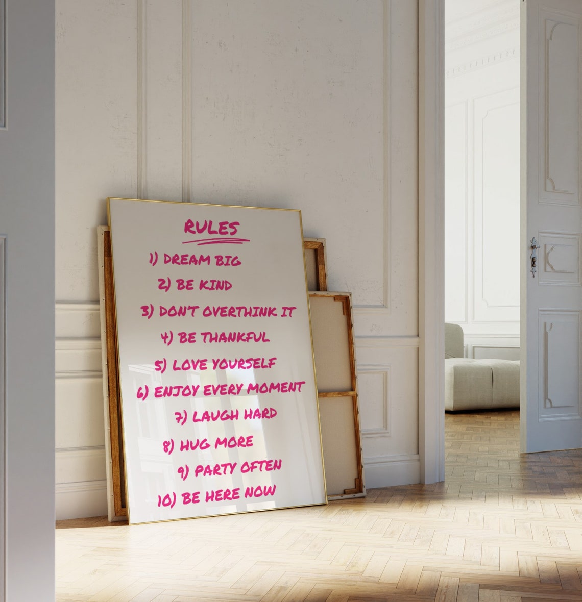 House Rules List Pink Marker Retro Affirmation Quote Art Poster - Image 3