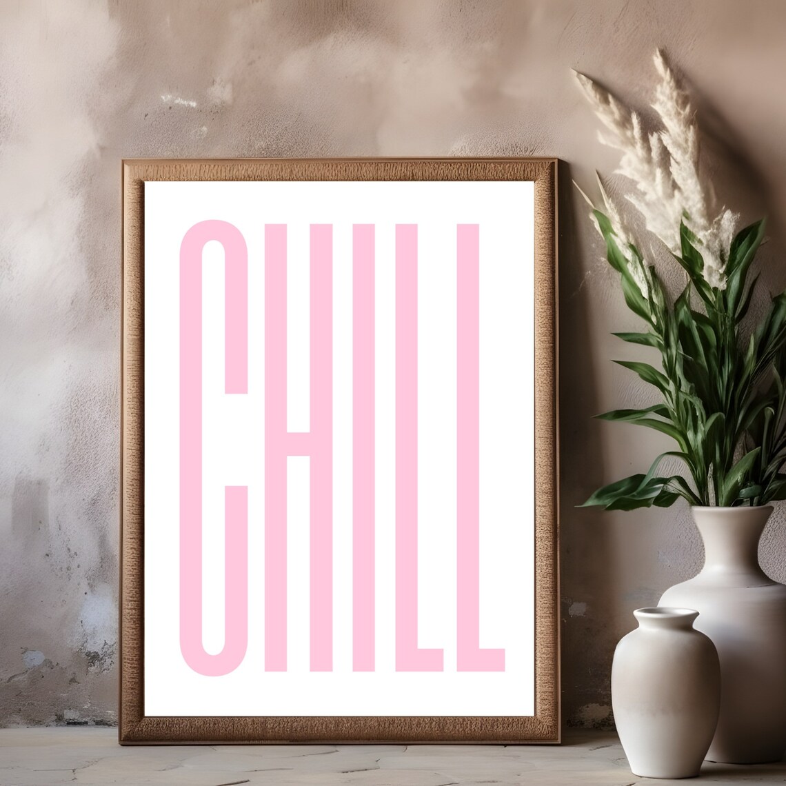 Pink Chill Retro Quote Art Print, Pink Typography - Image 2