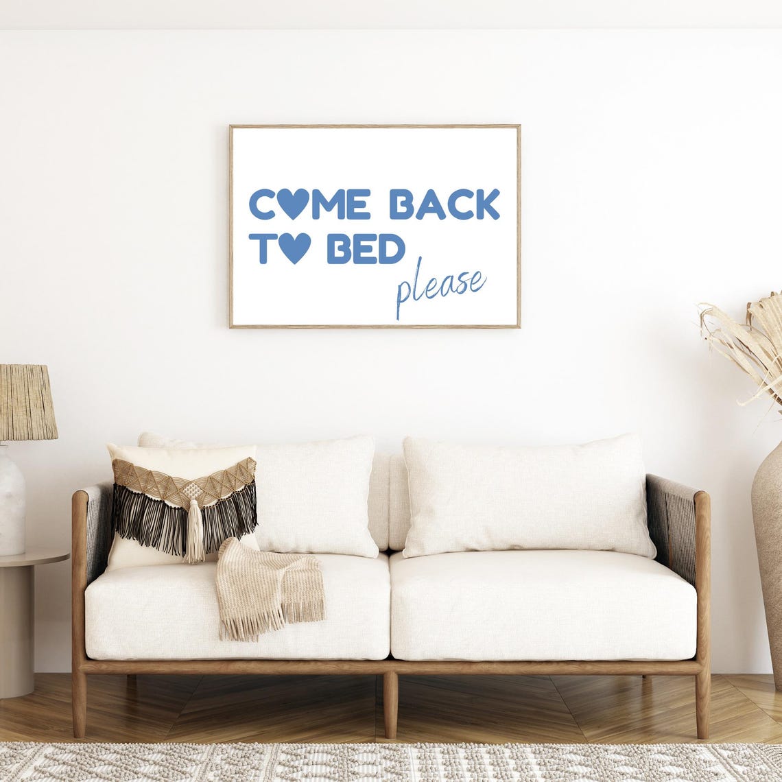 Come Back To Bed Please Blue Heart Couples Bedroom Quote Poster - Image 2