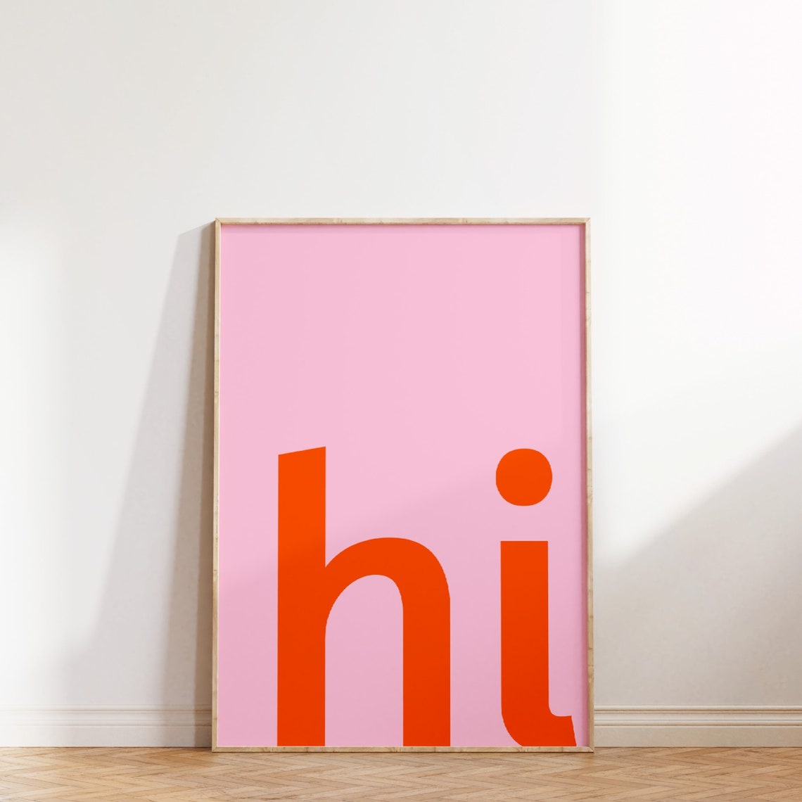 Hi Greeting Orange Pink Modern Minimalist Typography Art Poster - Image 3