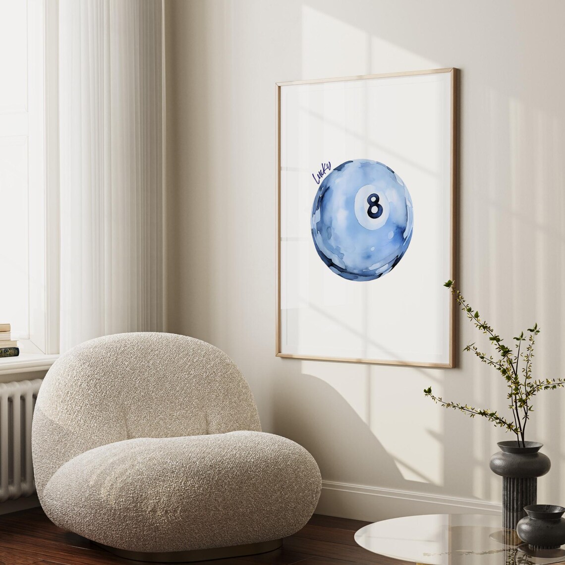 Lucky 8 Ball Vintage Pool Ball Art Print - Image 3