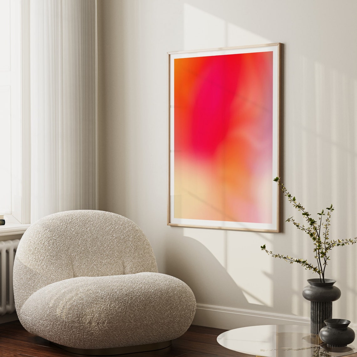 Red Orange Aura Gradient Blur Abstract Fiery Glow Wall Decor Poster - Image 3