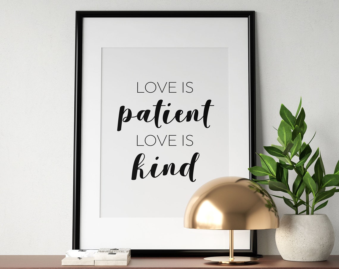 Love Is Patient Love Is Kind Sweet Romantic Script Quote Poster