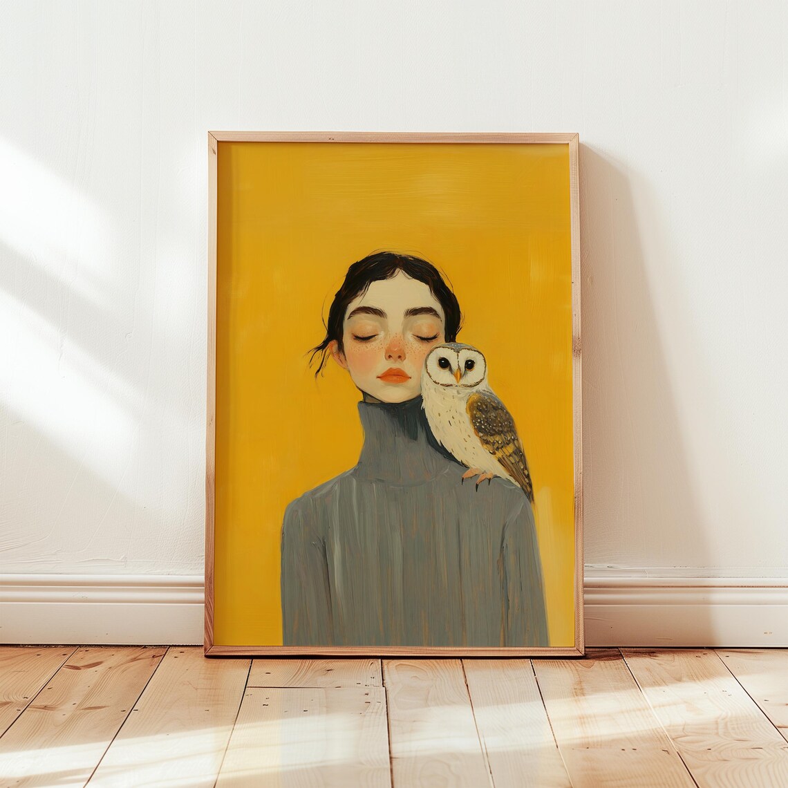 Owl Woman Mystical Modern Portrait Art Print
