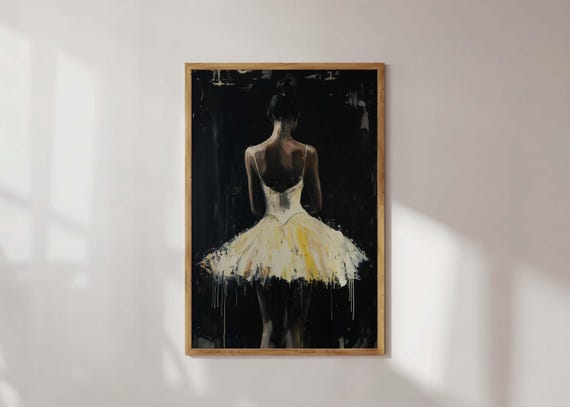 Ballet Girl Art Print Moody Wall Grunge Ballerina Painting Soft Dark Academia Poster Elegant Modern Decor For Her Room