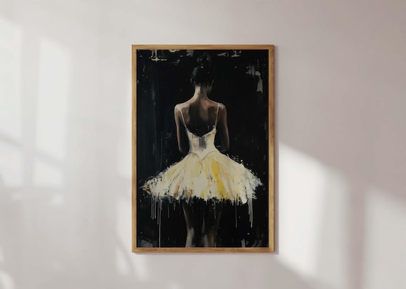 Dark Moody Ballerina Backstage Tutu Ballet Oil Painting Poster