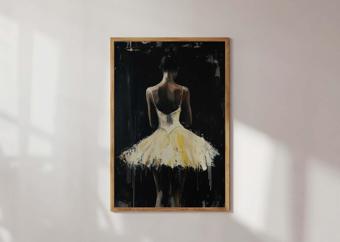 Dark Moody Ballerina Backstage Tutu Ballet Oil Painting Poster