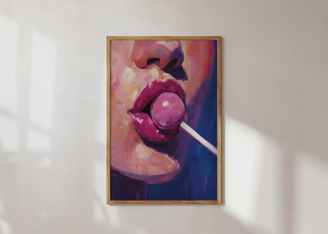 Lollipop Lips Art Print, Bold Pop Poster