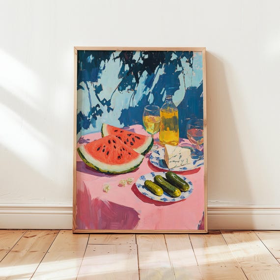 Modern Food Painting And Drink Wall Art Vibrant Colour Restaurant Decor Henri Matisse Maximalist Colorful