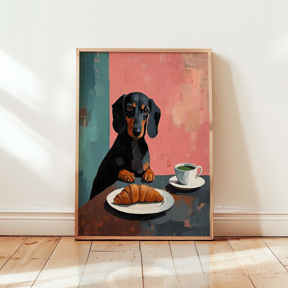 Dachshund Acrylic Art Print Sausage Dog Wall Decor Wiener Illustration Cute Artwork Lover Gift