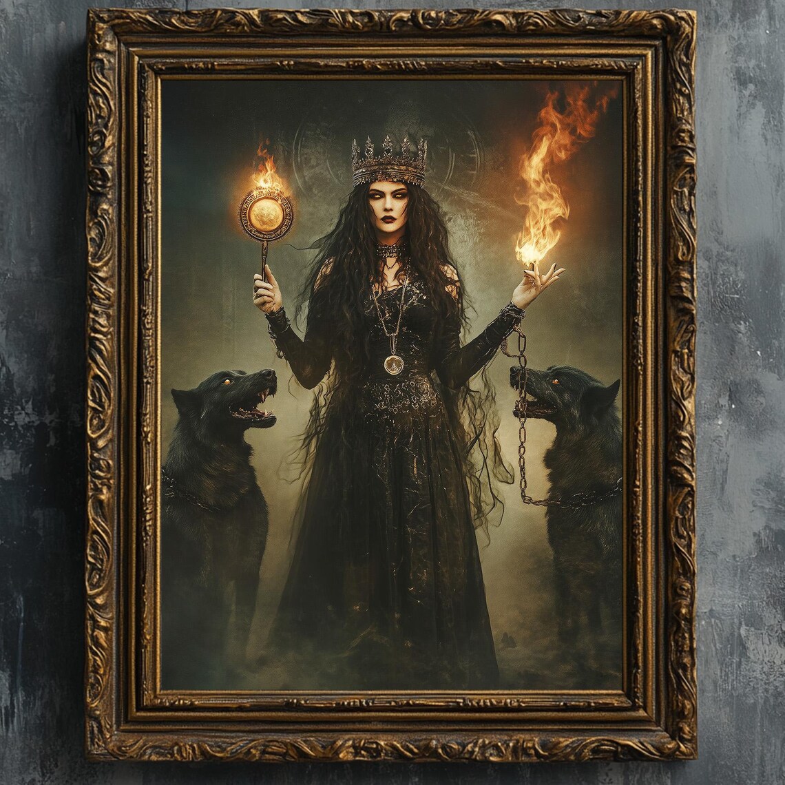 Hecate With Hellhounds Oil Painting Art Print - Image 7