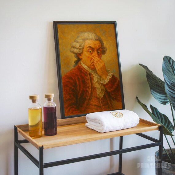 Funny Baroque Nobleman Stinky Bathroom Vintage Oil Style Wall Art