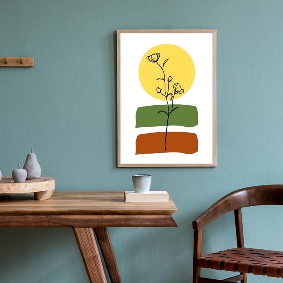 Minimalist Floral Line Art Print Boho Botanical Wall Decor