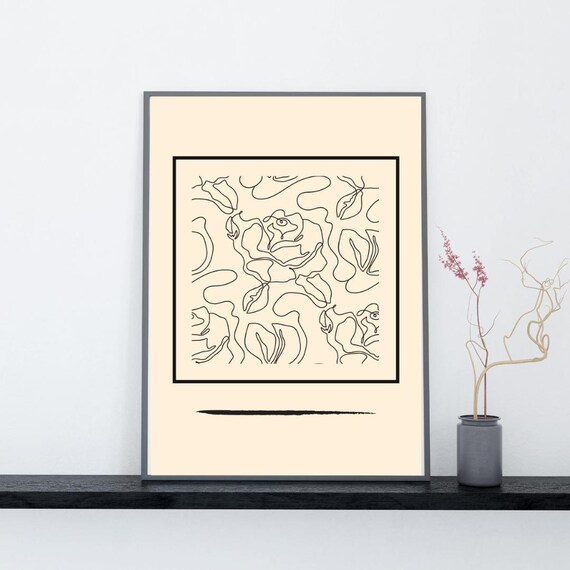 Abstract Line Art Print Modern Minimalist Home Decor Pdf A1a5 Sizes