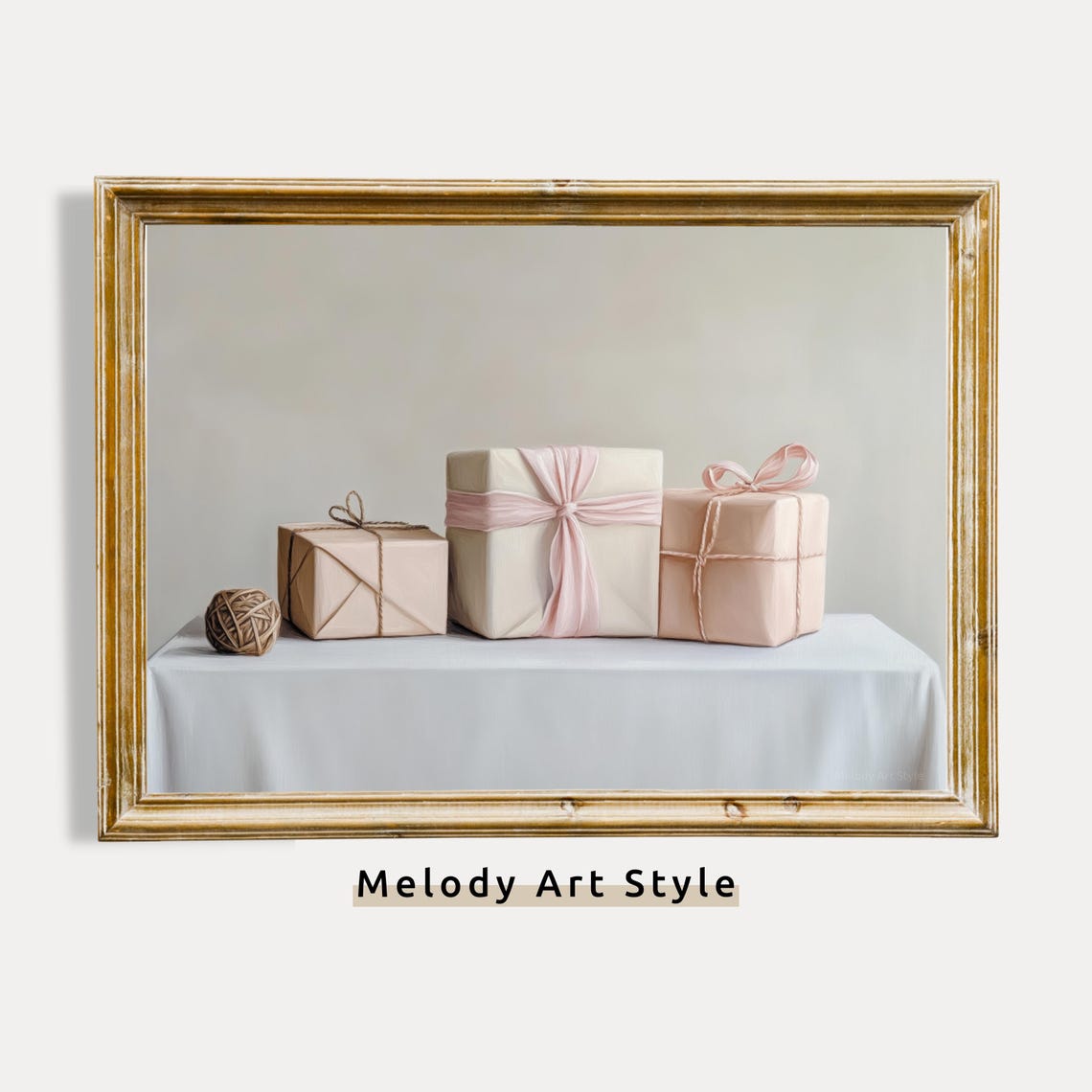 Blush Pink Gift Boxes Minimalist Wrapped Presents Still Life Poster