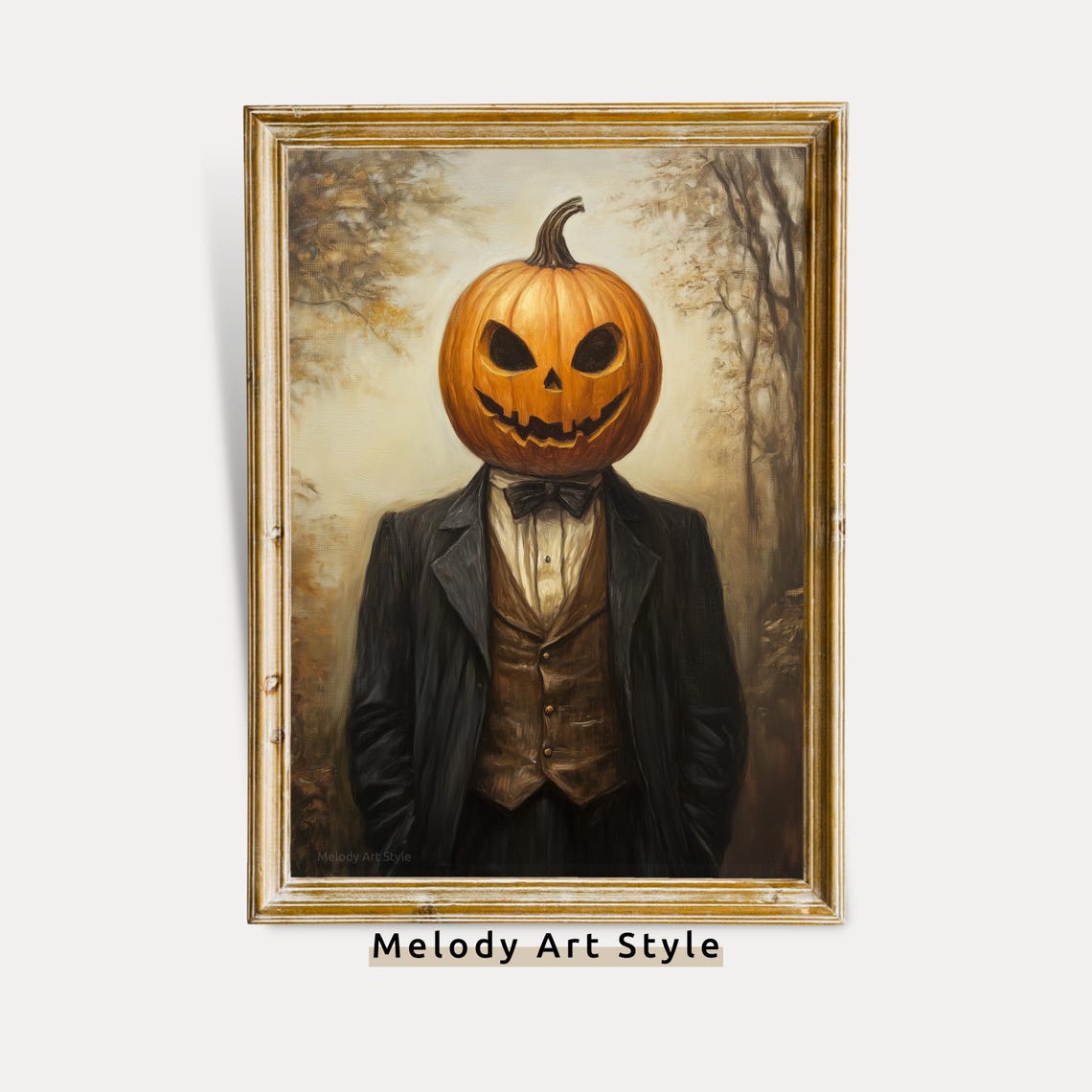 Pumpkin Man Halloween Wall Art Vintage Jack O Lantern Creepy Autumn Decor For Gothic Home P676