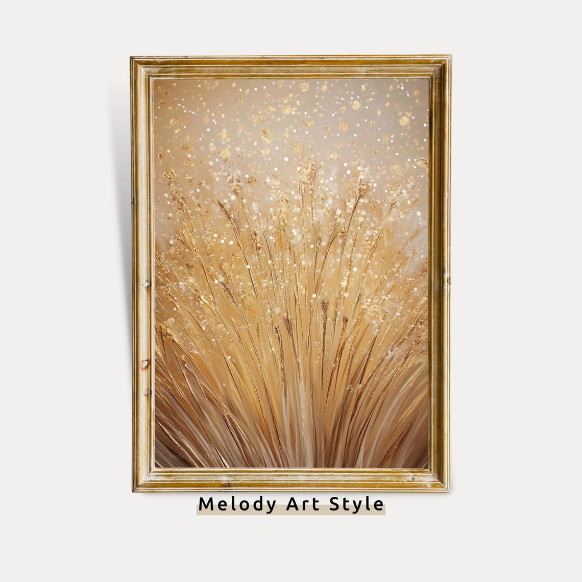 Textured Gold Abstract Wall Art Shimmering Wheatfield Neutral Decor Artwork P345