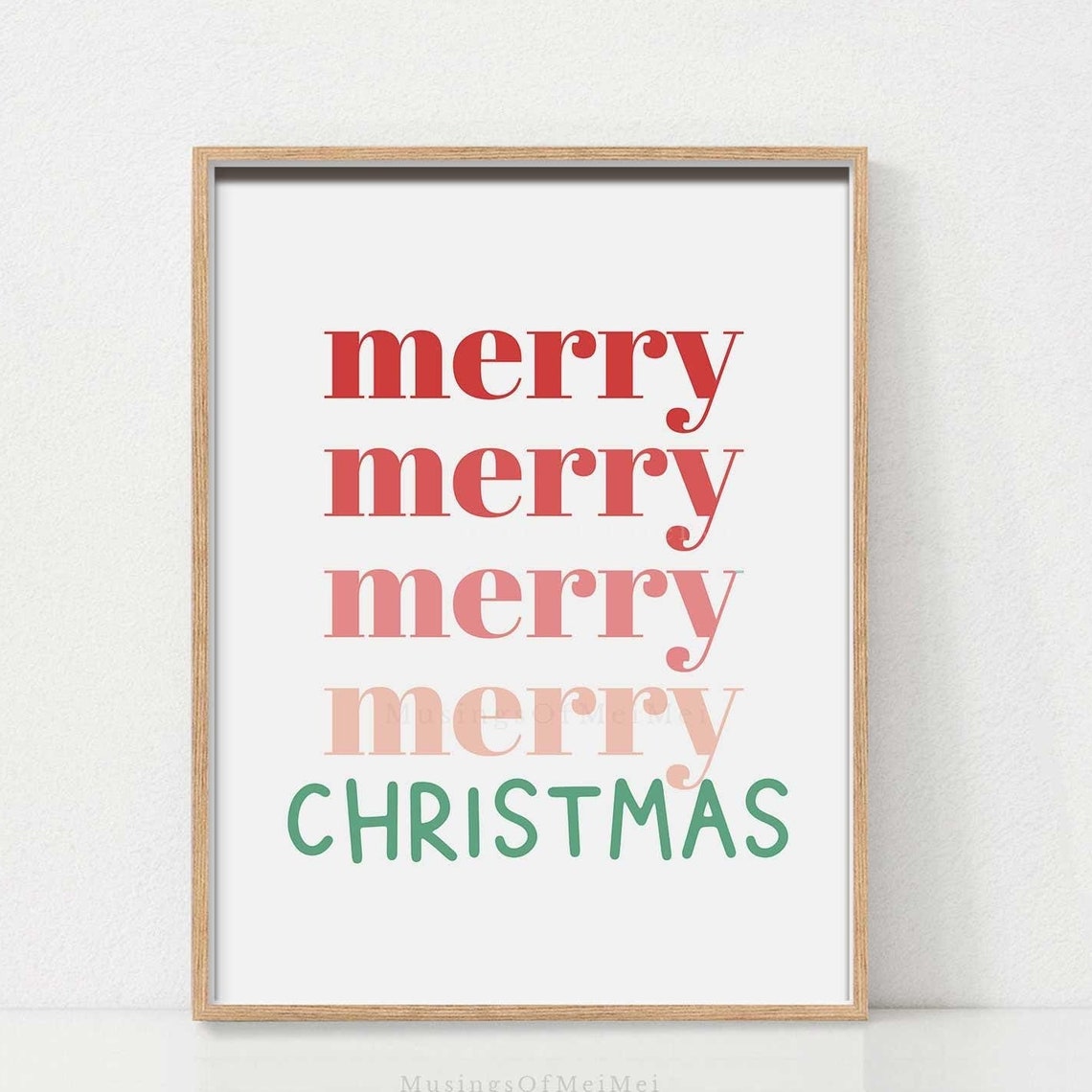 Merry Merry Christmas Gradient Typography Holiday Wall Poster