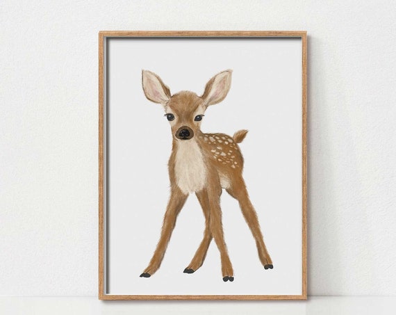 Baby Deer Nursery Art Woodland Animal Nursery Decor Wall Art Kids Nursery Room Decor Baby Animal Wall Art