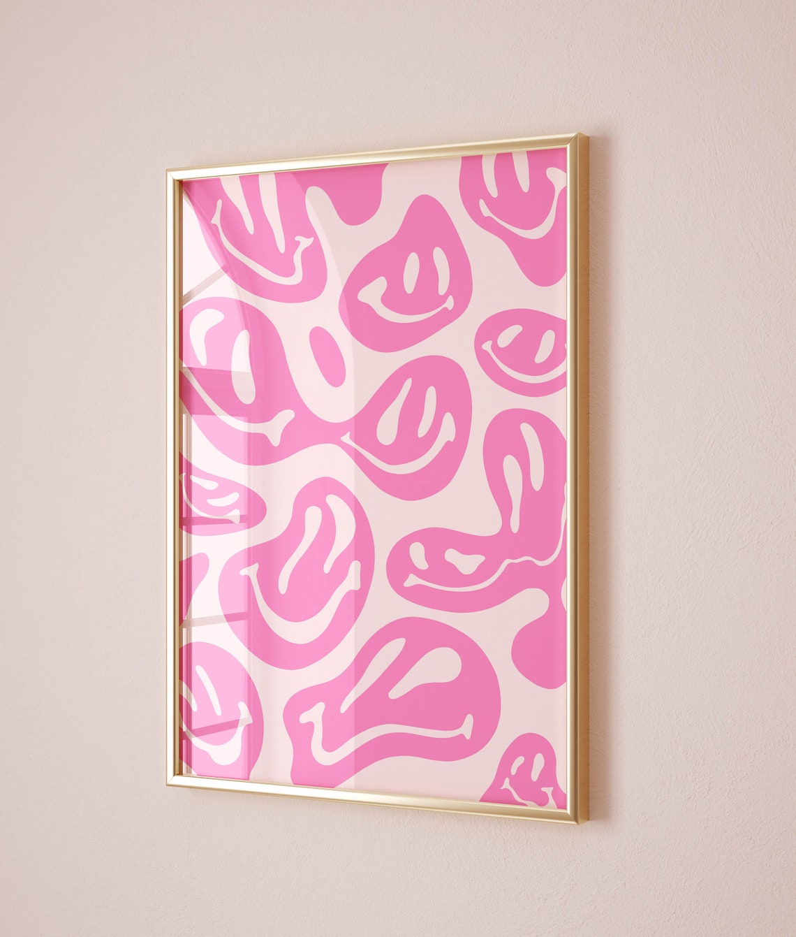 Pink Smiley Face Trippy Groovy Happy Preppy Funky Dorm Room Poster - Image 2