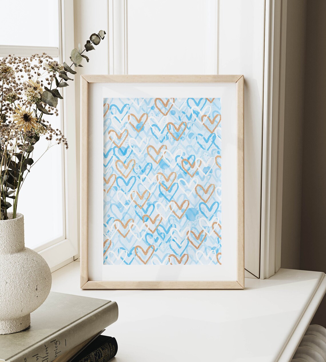 Blue Hearts Preppy Art Print for Dorm Decor - Image 2