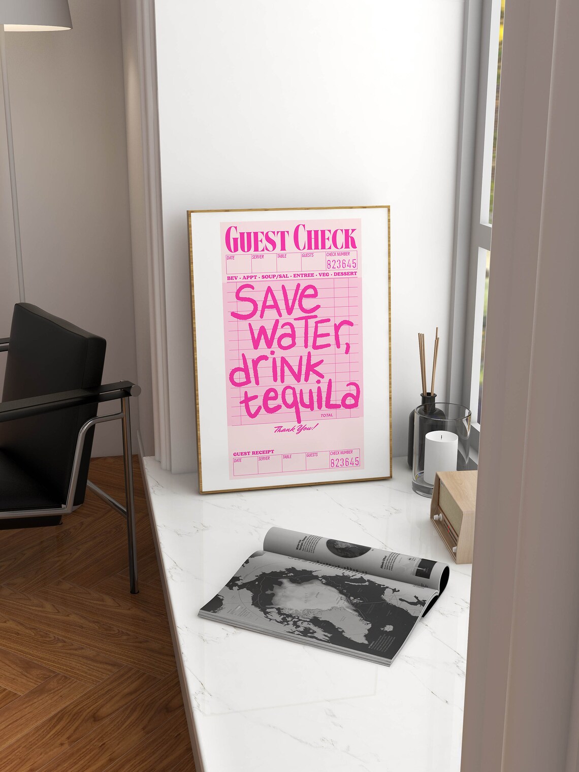 Save Water Drink Tequila Guest Check Art Print - Image 2