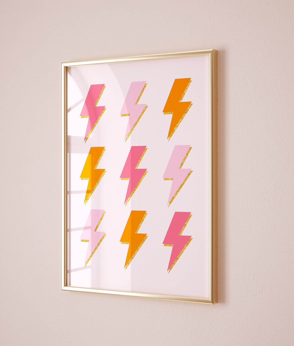 Lightning Bolts Preppy Wall Art Print, Dorm Decor