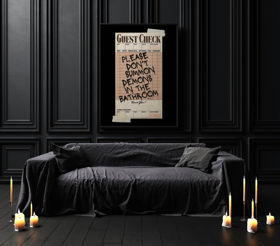 Don't Summon Demons in the Bathroom Funny Halloween Quote Poster - Image 2