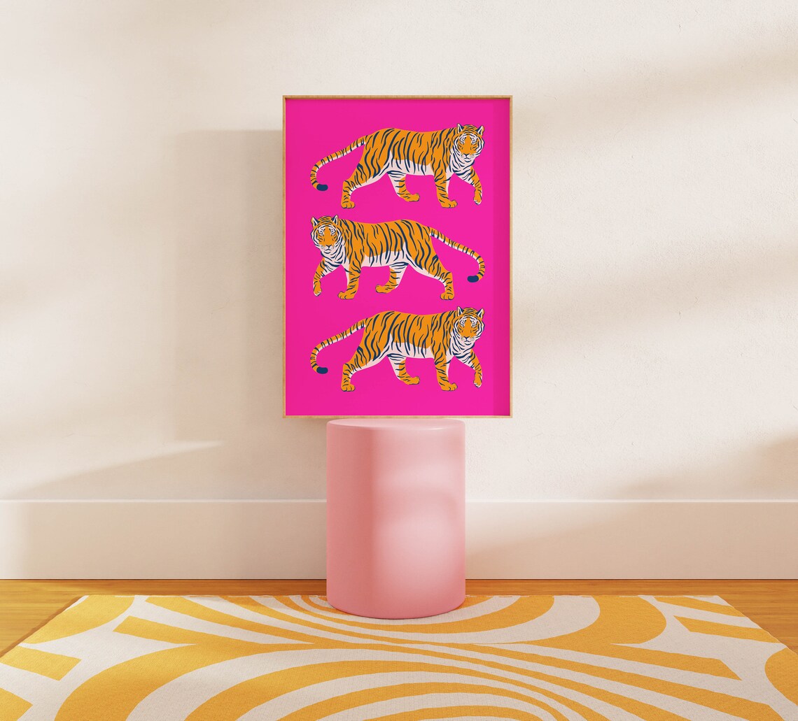 Tiger Wall Art, Preppy Maximalist Poster - Image 2