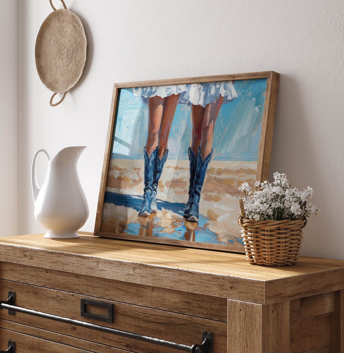 Coastal Cowgirl Western Art Print, Vintage Beach Decor - Image 2