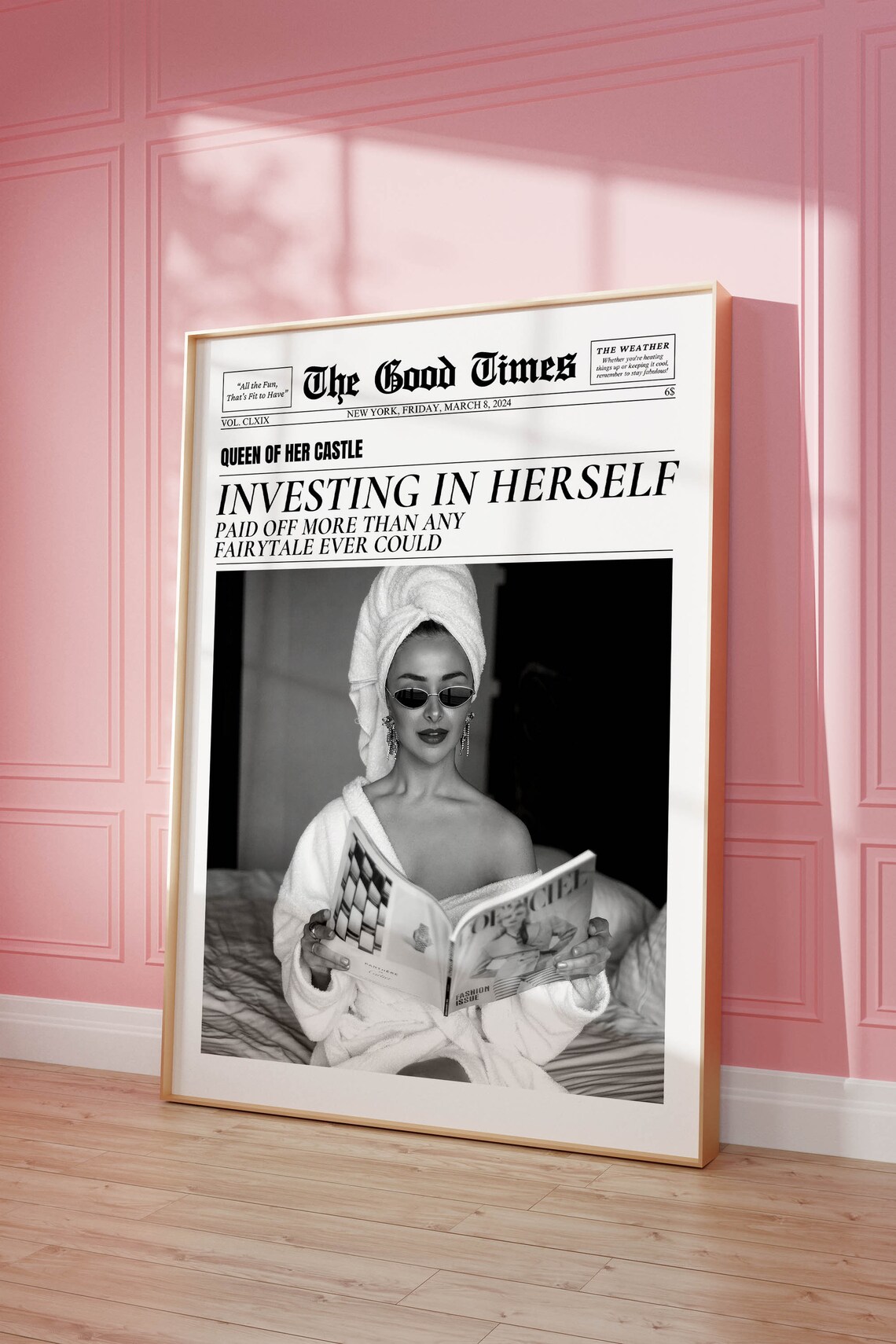 Newspaper Print Inspirational Quote Wall Art Print