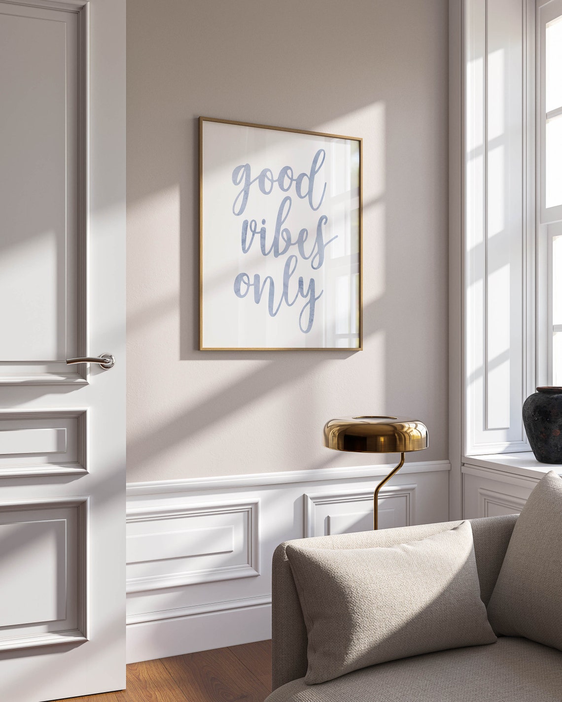Good Vibes Only Blue Watercolor Script Inspirational Wall Poster - Image 2
