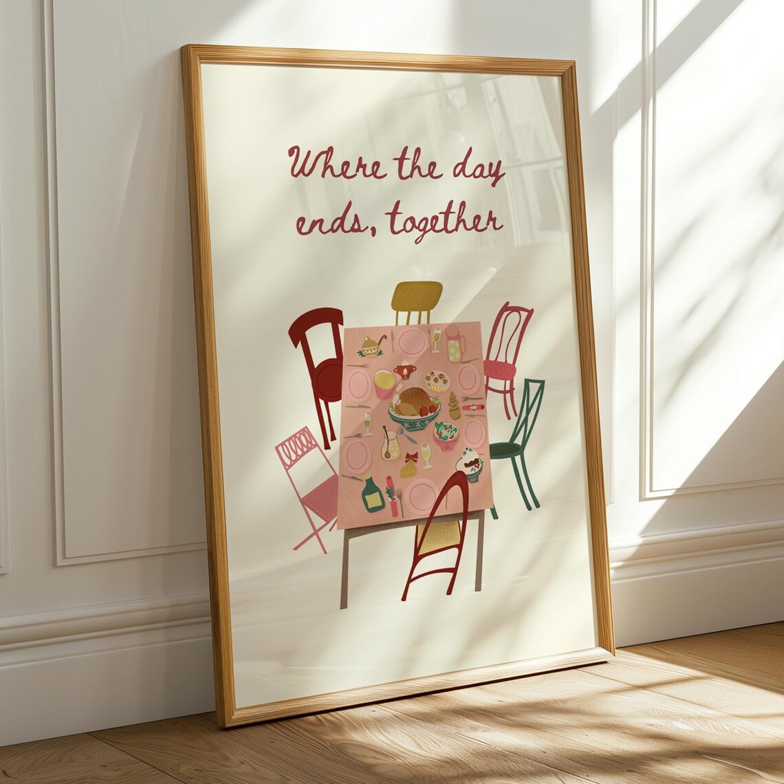 Dinner Table Art Print, Cozy Family Gathering Quote